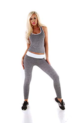 OSAB-Fashion 5561 Damen Sport-Set 2-teilig Jogginganzug Tanktop Joggpants Hose Fitnessanzug von OSAB-Fashion