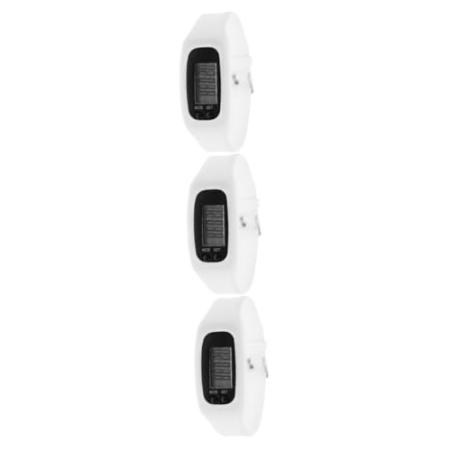 OSALADI 3St Armband Gehende Schrittzähleruhr digitaler Zähler Hund Schrittzähler Schalter Sportuhr Werkzeug einhandzwinge stylische Schrittzähleruhr Schrittzähler zum Gehen Kieselgel Weiß von OSALADI