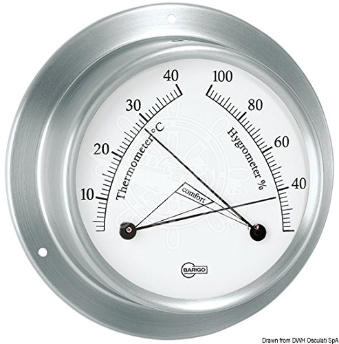 Barigo Sky Hygro-Thermometer Stahl satiniert/weiß Barigo Sky Hygro-Thermometer Stahl satiniert/weiß von OSCULATI