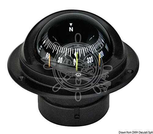 Riviera IDRA kompakter Einbau-Kompass Frontsicht, schwarz von OSCULATI