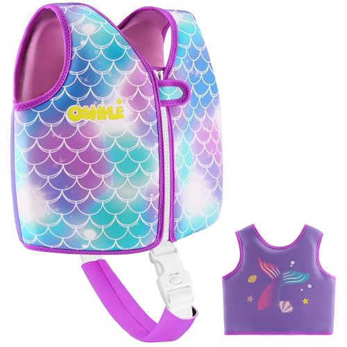 OSHYLE Kinder Schwimmweste - Jungen Mädchen Neopren Schwimmen Jacke Kleinkind Schwimmen Floating Neopren Schwimmweste für 1–9 Jahre (L(6-9), Mermaids) von OSHYLE