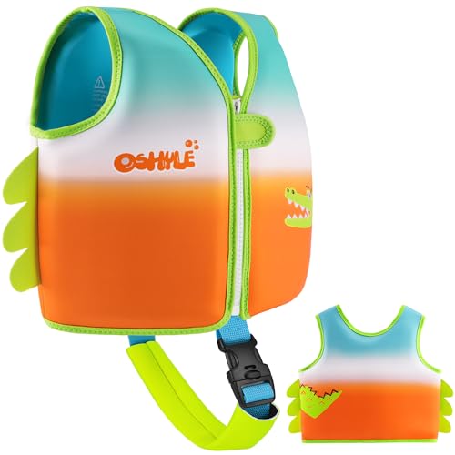 OSHYLE Kinder Schwimmweste - Jungen Mädchen Neopren Schwimmen Jacke Kleinkind Schwimmen Floating Neopren Schwimmweste für 1–9 Jahre (M(3-6), Crocodile) von OSHYLE