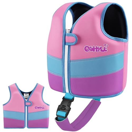 OSHYLE Kinder Schwimmweste - Jungen Mädchen Neopren Schwimmen Jacke Kleinkind Schwimmen Floating Neopren Schwimmweste für 1–9 Jahre (S(1-3), SS-PK) von OSHYLE