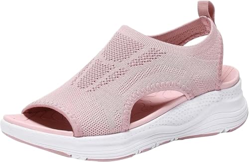 OSRDFV Flip-Flops für Damen, Größe Damen-Sandalen, Pavers-Größe, Damenschuhe, lange Slipper, Socken für Damen, Sommer, einfarbig, zum Reinschlüpfen, lässig, offene Slider, weite Passform, Rosa, Größe von OSRDFV