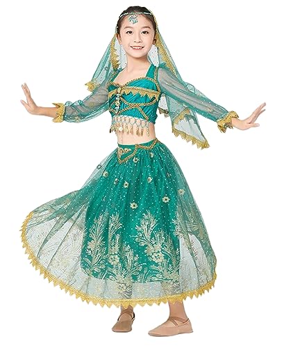 OTMYIGO 4 Teile/Satz Bollywood Kostüm Set Für Kind Indien Tanz Kleid Bauchtanz Wettbewerb Kleidung die Party Tanzen Bühne Leistung Kleid,Blau,L OTMYIGO 4 Teile/Satz Bollywood Kostüm Set Für Kind Indien Tanz Kleid Bauchtanz Wettbewerb Kleidung die Party Tanzen Bühne Leistung Kleid,Blau,L von OTMYIGO