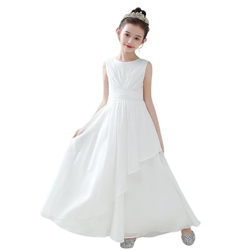 OTMYIGO Chiffon Blumenmädchenkleid 2023 Geburtstag Abschlussball Tanz Ballkleid für Hochzeit Party Erstkommunion Kleine Braut Junior Brautjungfer,A10,150 von OTMYIGO