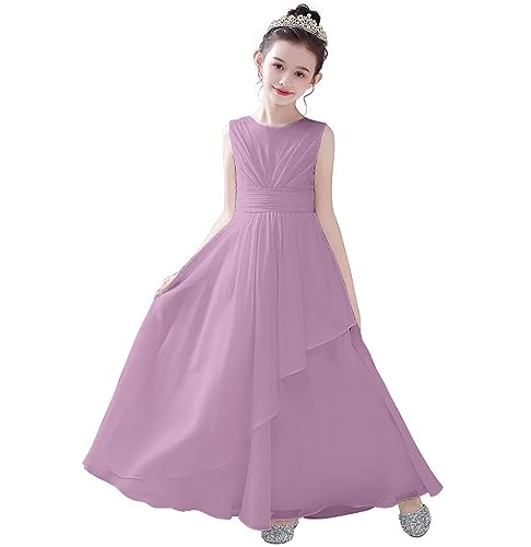 OTMYIGO Chiffon Blumenmädchenkleid 2023 Geburtstag Abschlussball Tanz Ballkleid für Hochzeit Party Erstkommunion Kleine Braut Junior Brautjungfer,A13,140 von OTMYIGO