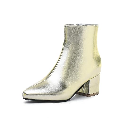 OTMYIGO Damen-PU-Stiefeletten, Retro-Western-Cowboystiefel mit seitlichem Reißverschluss, Damen-Stiefel mit mittlerem Absatz, klobigem Absatz, klassischer Stiefel, Party-Kurzstiefel,Gold,40 OTMYIGO Damen-PU-Stiefeletten, Retro-Western-Cowboystiefel mit seitlichem Reißverschluss, Damen-Stiefel mit mittlerem Absatz, klobigem Absatz, klassischer Stiefel, Party-Kurzstiefel,Gold,40 von OTMYIGO