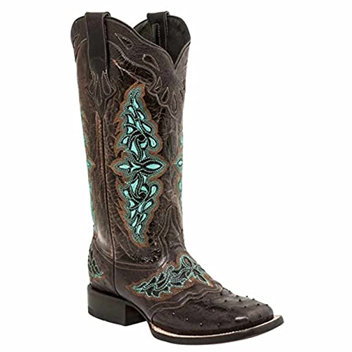 OTMYIGO Damenstiefel, Vintage Chunky Heel Western Cowboystiefel Mid Calf Boot Square Toe Lederstickerei Reitstiefel,Braun,38 OTMYIGO Damenstiefel, Vintage Chunky Heel Western Cowboystiefel Mid Calf Boot Square Toe Lederstickerei Reitstiefel,Braun,38 von OTMYIGO