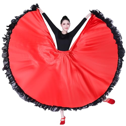 OTMYIGO Frauen Bauchtanz Rock Flamenco Kleid Rüschen Spanische Röcke Big Swing Röcke Halloween Bauchtanz Rock Party Ballsaal Tanz Kostüm,Rot,720° OTMYIGO Frauen Bauchtanz Rock Flamenco Kleid Rüschen Spanische Röcke Big Swing Röcke Halloween Bauchtanz Rock Party Ballsaal Tanz Kostüm,Rot,720° von OTMYIGO