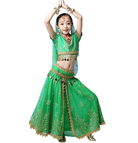 OTMYIGO Grün,M,5 stücke Mädchen Bauchtanz Performance Kostüm Kinder Party Indischen Tanz Kostüme Bollywood Karneval Kleider OTMYIGO Grün,M,5 stücke Mädchen Bauchtanz Performance Kostüm Kinder Party Indischen Tanz Kostüme Bollywood Karneval Kleider von OTMYIGO