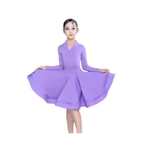 OTMYIGO Mädchen Latin Dance Kleid für Gesellschaftstanz Rumba Samba Wettbewerb Tanzkostüm Kind Karneval Jazz Dancewear,A10,130 von OTMYIGO
