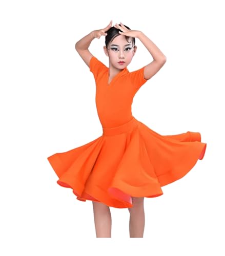 OTMYIGO Mädchen Latin Dance Kleid für Gesellschaftstanz Rumba Samba Wettbewerb Tanzkostüm Kind Karneval Jazz Dancewear,A2,110 von OTMYIGO