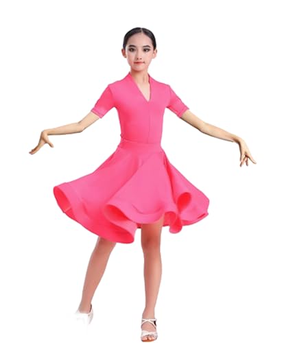 OTMYIGO Mädchen Latin Dance Kleid für Gesellschaftstanz Rumba Samba Wettbewerb Tanzkostüm Kind Karneval Jazz Dancewear,A4,120 von OTMYIGO