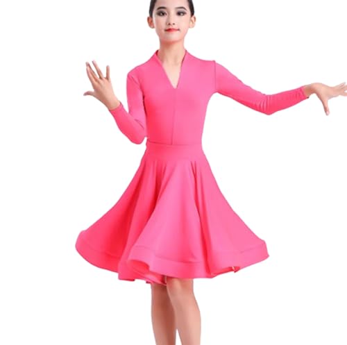 OTMYIGO Mädchen Latin Dance Kleid für Gesellschaftstanz Rumba Samba Wettbewerb Tanzkostüm Kind Karneval Jazz Dancewear,A5,170 von OTMYIGO