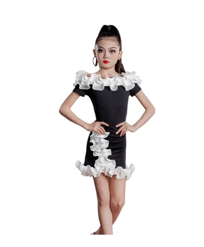 OTMYIGO Mädchen Latin Dance Performance Kleid Ballsaal Kinder Tanzwettbewerb Kleid Split Samba Tango Cha-Cha Bühne Party Rock,Schwarz,130 OTMYIGO Mädchen Latin Dance Performance Kleid Ballsaal Kinder Tanzwettbewerb Kleid Split Samba Tango Cha-Cha Bühne Party Rock,Schwarz,130 von OTMYIGO