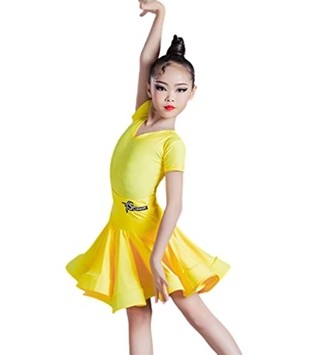 OTMYIGO Mädchen-Lycra-Baumwoll-Latein-Tanzkleid für Mädchen-Kind-Wettbewerb Ballsaal-Tango-Salsa-Tanzkleidung Übungstanz-Wettbewerbskleidung,Gelb,120 OTMYIGO Mädchen-Lycra-Baumwoll-Latein-Tanzkleid für Mädchen-Kind-Wettbewerb Ballsaal-Tango-Salsa-Tanzkleidung Übungstanz-Wettbewerbskleidung,Gelb,120 von OTMYIGO
