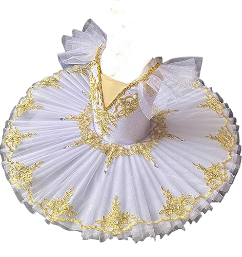 OTMYIGO Professionelles Ballett-Tutu für Mädchen, Platter-Pfannkuchen-Tutu, Ballerina-Partykleid, Ballett-Tanzwettbewerb-Kostüm,A5,170 von OTMYIGO