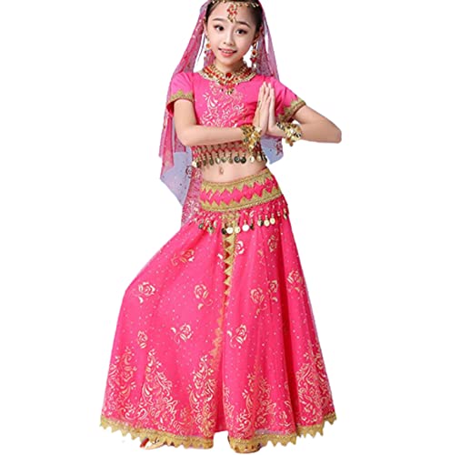 OTMYIGO Rosa,XL,5 stücke Mädchen Bauchtanz Performance Kostüm Kinder Party Indischen Tanz Kostüme Bollywood Karneval Kleider OTMYIGO Rosa,XL,5 stücke Mädchen Bauchtanz Performance Kostüm Kinder Party Indischen Tanz Kostüme Bollywood Karneval Kleider von OTMYIGO