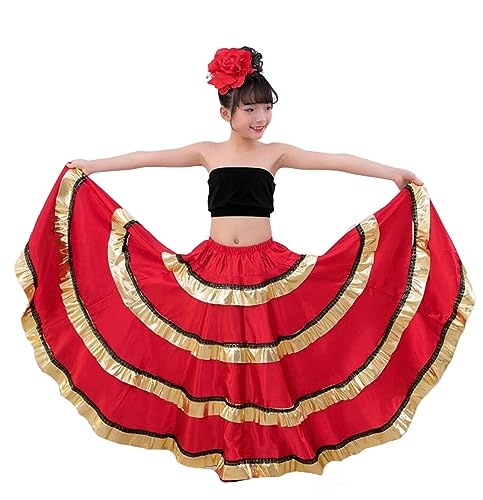 OTMYIGO Rotes Bauchtanzkleid für Mädchen, spanisches Flamenco-Kostüm, Wettbewerbsrock, Zigeunerstil, großer Swing-Rock, Performance-Kostüm, 360°-720°,540°,S OTMYIGO Rotes Bauchtanzkleid für Mädchen, spanisches Flamenco-Kostüm, Wettbewerbsrock, Zigeunerstil, großer Swing-Rock, Performance-Kostüm, 360°-720°,540°,S von OTMYIGO