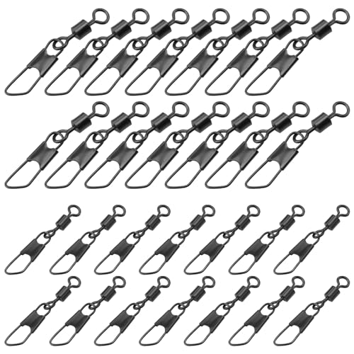OTOTEC 100 Stück 2 Größen 32mm 23mm Mattschwarz Sicherheits-Karabinerhaken Wirbel Zum Köderfischen Clips Wirbel Zum Angeln Wirbel Und Druckknöpfe aus Edelstahl OTOTEC 100 Stück 2 Größen 32mm 23mm Mattschwarz Sicherheits-Karabinerhaken Wirbel Zum Köderfischen Clips Wirbel Zum Angeln Wirbel Und Druckknöpfe aus Edelstahl von OTOTEC