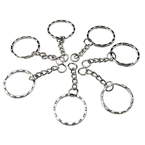 Schlüsselringe, leer, 55 mm, silberfarben, Kette mit 4 Gliedern, 50 Stück Schlüsselringe, leer, 55 mm, silberfarben, Kette mit 4 Gliedern, 50 Stück von OTOTEC