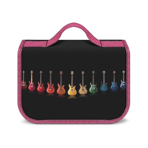 OTRAHCSD Kulturbeutel zum Aufhängen, Motiv: Gitarre, bunte Musik, wasserdichte Make-up-Tasche für Reisen, Business, Urlaub, Bunte Gitarre, Einheitsgröße von OTRAHCSD