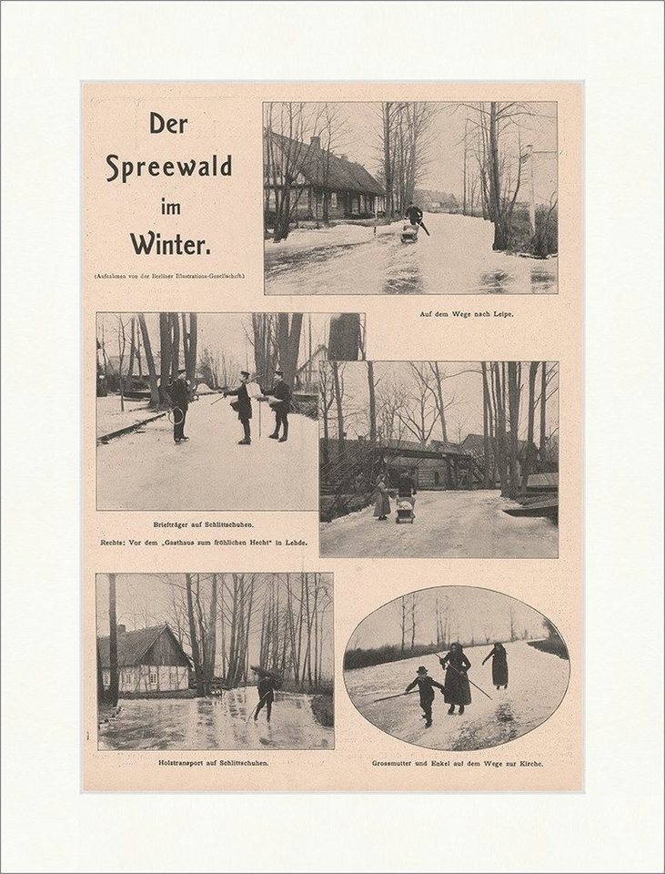 Kunstdruck Der Spreewald im Winter Schlittschuhe Eis Gasthaus Schnee Eis F_Vintag, (1 St) von OTTO