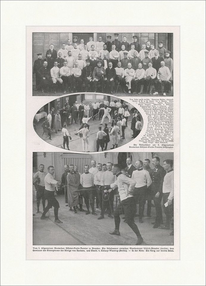 Kunstdruck I. Allg. Deutsche Offizier-Fecht-Turnier in Dresden 1909 Sport F_Vinta, (1 St) von OTTO
