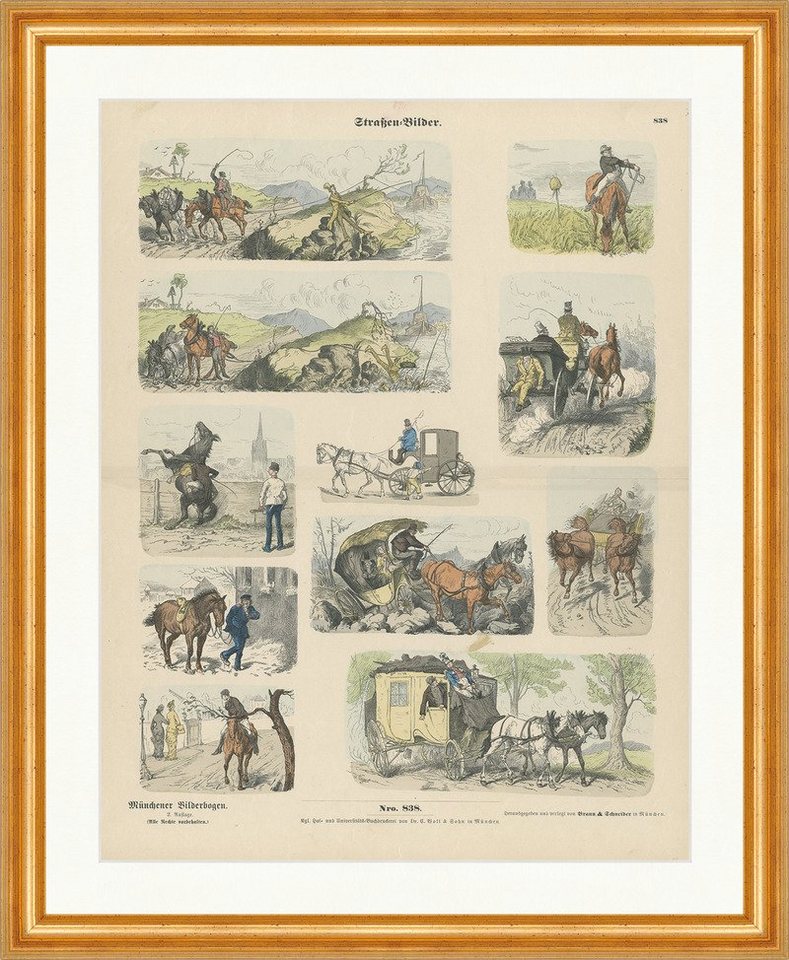 Kunstdruck Straßen-Bilder Nagel Pferd Kutsche Zügel Münchener Bilderbogen 838 Ger, (1 St) von OTTO