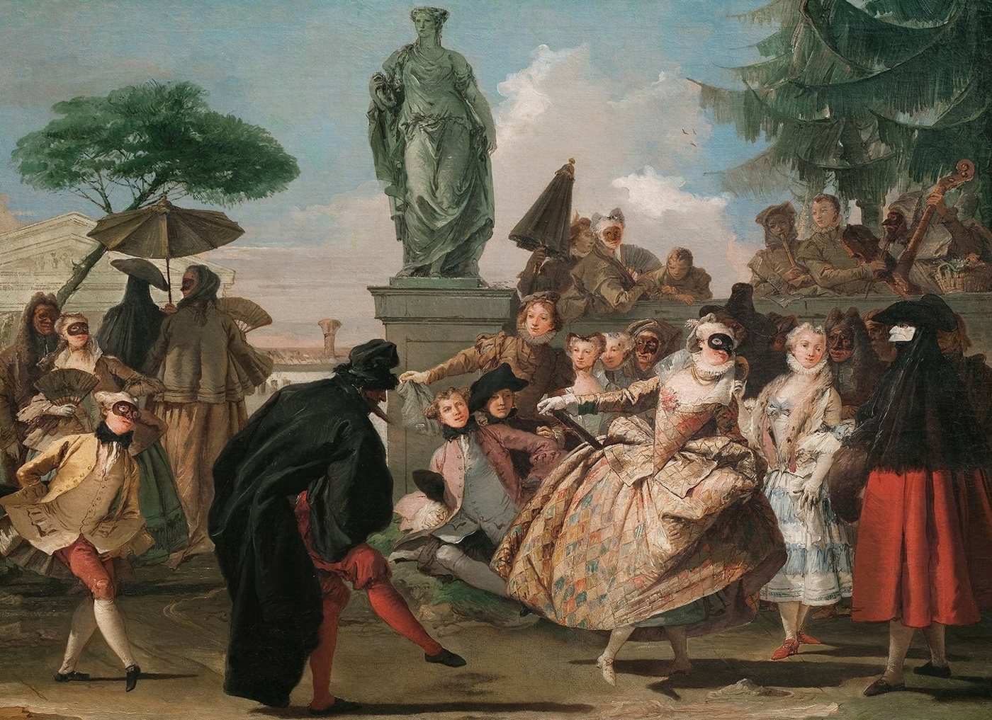 Kunstdruck The Minuet Giovanni Domenico Tiepolo Tanzen Fest Masken Schirme Ball B, (1 St) von OTTO