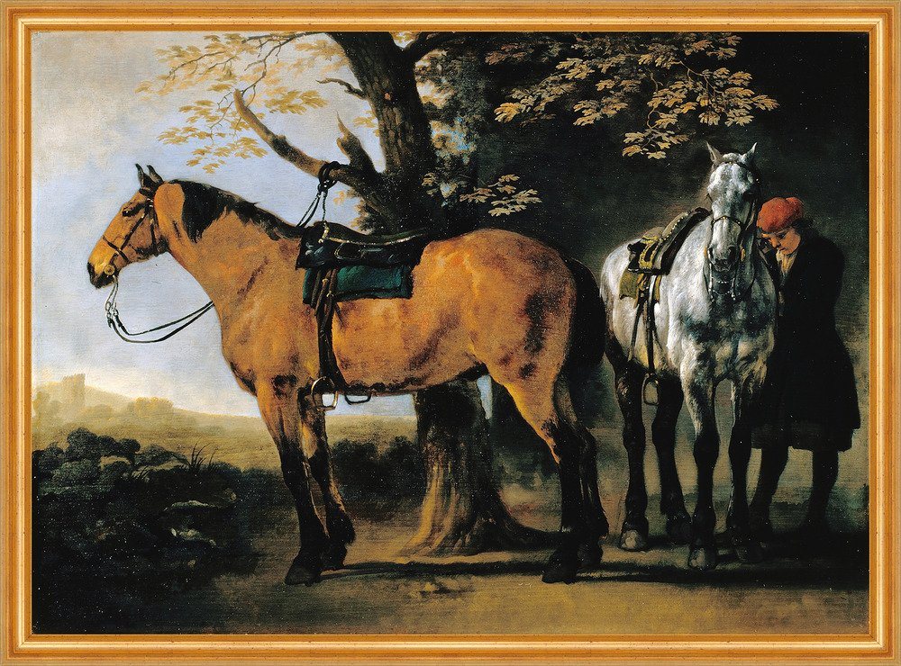Kunstdruck Two Horses van Calaraet Pferde Tiere Zaumzeug Wald Reiterin B A2 00003, (1 St) von OTTO