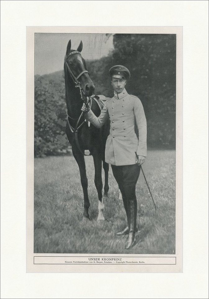 Kunstdruck Unser Kronprinz Porträt mit Pferd Stiefel Reiten Uniform Gerte SP 333, (1 St) von OTTO