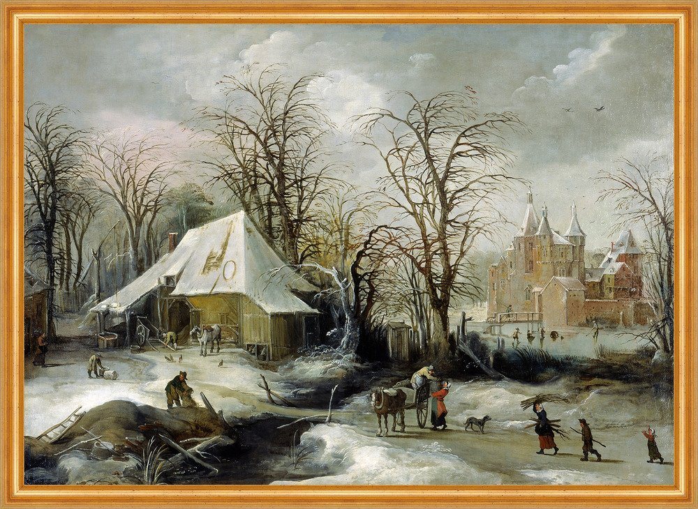 Kunstdruck Winter Landscape Joos de Momper Schloss Eis Pferd Karren Schlittschuh, (1 St) von OTTO