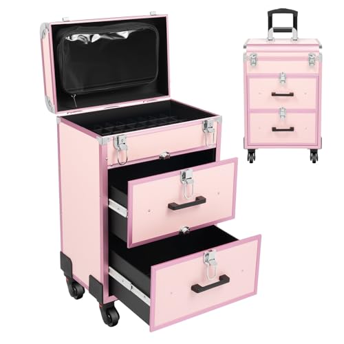 OUBUBY Kosmetikkoffer Trolley 3-in-1 Kosmetikkoffer Groß Kosmetik Trolley Make up Koffer Schminkkoffer mit Rollen Friseurkoffer Alu Beauty Case Nagelkoffer Multikoffer, Rosegold OUBUBY Kosmetikkoffer Trolley 3-in-1 Kosmetikkoffer Groß Kosmetik Trolley Make up Koffer Schminkkoffer mit Rollen Friseurkoffer Alu Beauty Case Nagelkoffer Multikoffer, Rosegold von OUBUBY