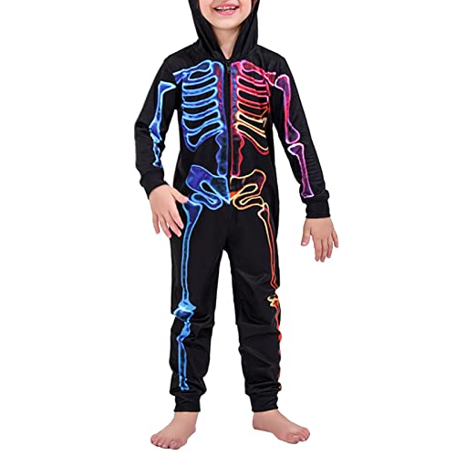 OUCRIY Halloween Family Jammies Einteiler mit Kapuze und Reißverschluss, für Urlaub, Familie, Nachtwäsche, Outfits für Halloween, Party, Urlaub, Kinder 2 Jahre von OUCRIY