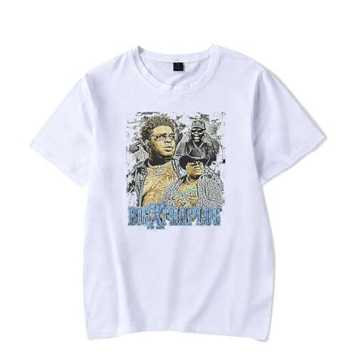 OUHZNUX BigXthaPlug Merch 2024 T-Shirt 2D Rapper Klassischer Druck Kurzarm Hip Hop Harajuku Tshirt Hip Hop Straßenkleidung Sommerliches Baumwoll-Top Geeignet Für Männer Und Frauen XXS-4XL-Black||XXS von OUHZNUX