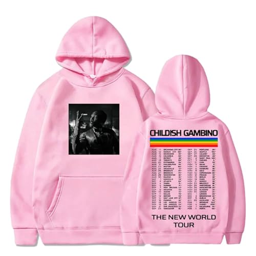 OUHZNUX Childish Gambino The New World Tour 2024 Kapuzenpullover Hoodie Für Männer Und Frauen 2D Bedruckter Pullover Vintage Harajuku Oberteil Langärmeliger Pullover Spaß Streetwear-Black||XXS von OUHZNUX