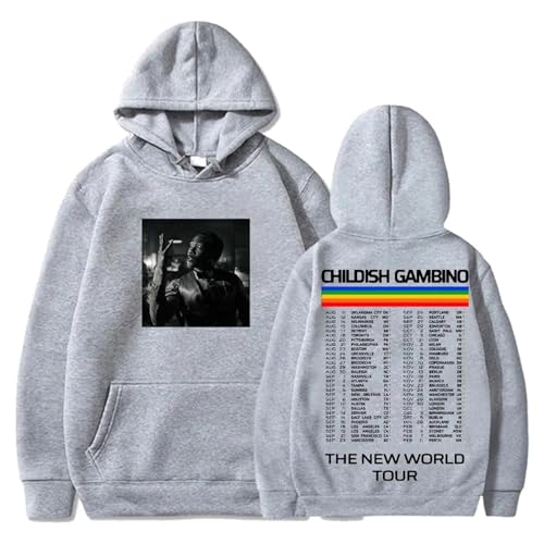 OUHZNUX Childish Gambino The New World Tour 2024 Kapuzenpullover Hoodie Für Männer Und Frauen 2D Bedruckter Pullover Vintage Harajuku Oberteil Langärmeliger Pullover Spaß Streetwear-Black||XXS von OUHZNUX