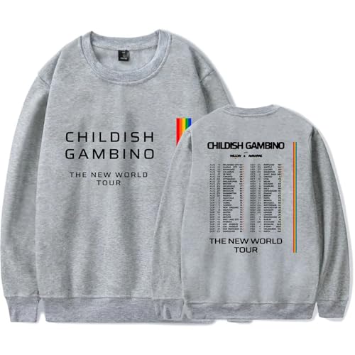 OUHZNUX Childish Gambino The New World Tour Merch Herren & Damen Sweatshirt Mit Rundhalsausschnitt 2D Lässiger Bedruckter Pullover Vintage Hip Hop Oberteil Trend Streetwear-Black||XXS von OUHZNUX