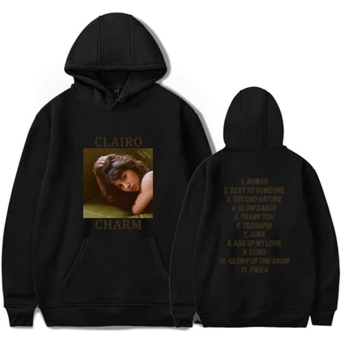 OUHZNUX Clairo Charm Album Merch Tour Hoodie Kapuzenpullover 2D Bedruckter Pullover Niedliches Vintage-Top Winter Klassischer Pullover Lustige Streetwear Geeignet Für Männer Und Frauen-Black||XXS von OUHZNUX