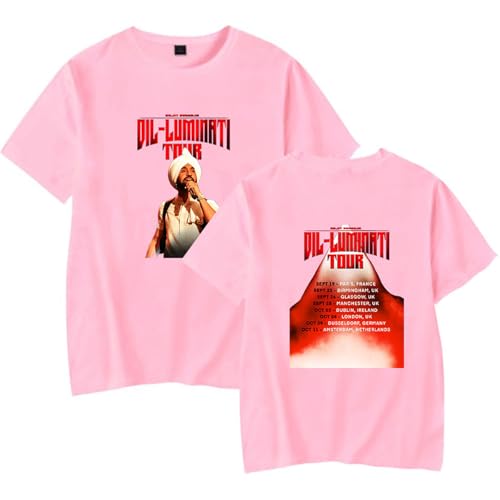 OUHZNUX Diljit Dosanjh Dil-Luminati Tour Merch 2024 T-Shirt 2D Mode Gedruckt Kurzarm Klassische Streetwear Sommer Long Sleeve Tops Lustige Kleidung Geeignet Für Männer Und Frauen-Black||XXS von OUHZNUX