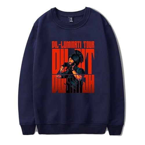 OUHZNUX Diljit Dosanjh Dil-Luminati Tour Merch Sweatshirt Mit Rundhalsausschnitt 2D Fashion Bedruckter Pullover Fun Streetwear Harajuku Hip Hop Oberteil Trendiger Lockerer Pullover-Black||XXS von OUHZNUX