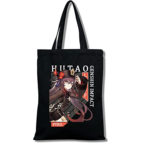 OUHZNUX Genshin Impact Canvas Tasche, Noelle/Dliuc/Hutao/Tarttaglia/Beidou/Qiqi/Ningguang/Zhongli/Xingqiu/Venti/Keqing/Mona/Barbara/Klee/Xiao/Amber Einkaufstasche, lässige Umhängetasche, Schultasche von OUHZNUX