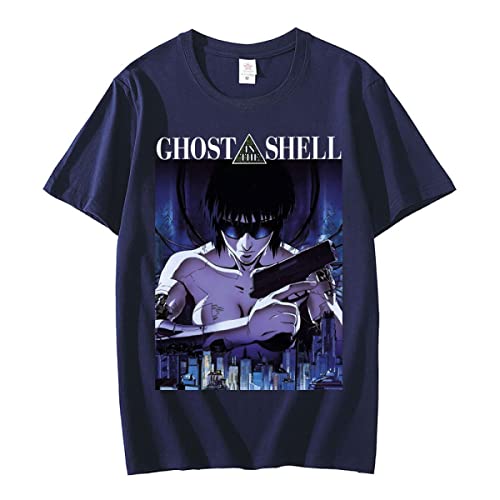 OUHZNUX Ghost In The Shell Charakter Kusanagi Motoko Print T-Shirt, Mode für Herren und Damen,lockerer,lässiger Komfort, einfacher Anime-Kurzarm-Pullover, Hip Hop, lässiges Unisex-Sweatshirt (XS-3XL) von OUHZNUX