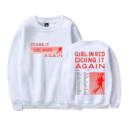 OUHZNUX Girl In Red Doing It Again Tour Merch Herren Und Damen Sweatshirt Mit Rundhalsausschnitt 2D Bedrucktes Pullover-Sweatshirt Lässige Streetwear Hip Hop Lose Top Süßer Pullover-Black||XXS von OUHZNUX