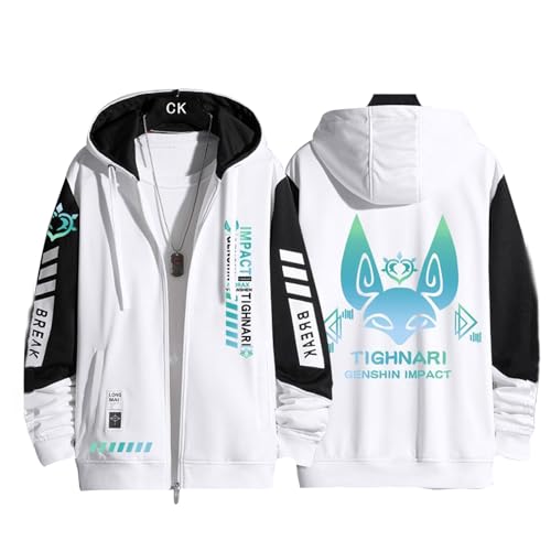 OUHZNUX HU TAO Genshin Impact Hoodie Tighnari Männer Frauen Y2K Zip Up Hoodies Langarm Sweatshirts Pullover Casual Tops Harajuku Übergroße Jacke-2||3XL von OUHZNUX