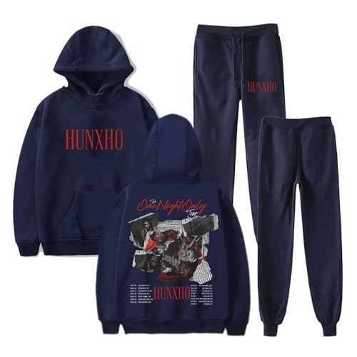 OUHZNUX Hunxho The One Night Only Tour 2024 Merch Herren Damen Kapuzenpullover Hoodie+ Jogger 2er Set 2D Lässiger Bedruckter Pullover Lässiges Hip Hop Top Vintage Streetwear XXS-4XL-Black||XXS von OUHZNUX