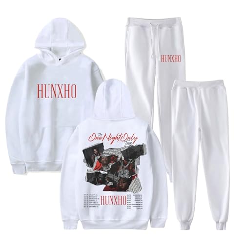 OUHZNUX Hunxho The One Night Only Tour 2024 Merch Herren Damen Kapuzenpullover Hoodie+ Jogger 2er Set 2D Lässiger Bedruckter Pullover Lässiges Hip Hop Top Vintage Streetwear XXS-4XL-Black||XXS von OUHZNUX