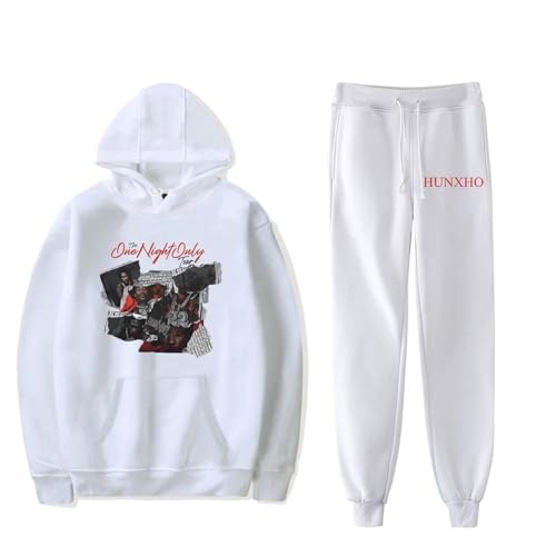 OUHZNUX Hunxho The One Night Only Tour 2024 Merch Neutral Kapuzenpullover+ Jogger Zweiteiliges Set 2D Lässiger Bedruckter Pullover Lässiges Langärmeliges Top Harajuku Straßenkleidung-Black||XXS von OUHZNUX